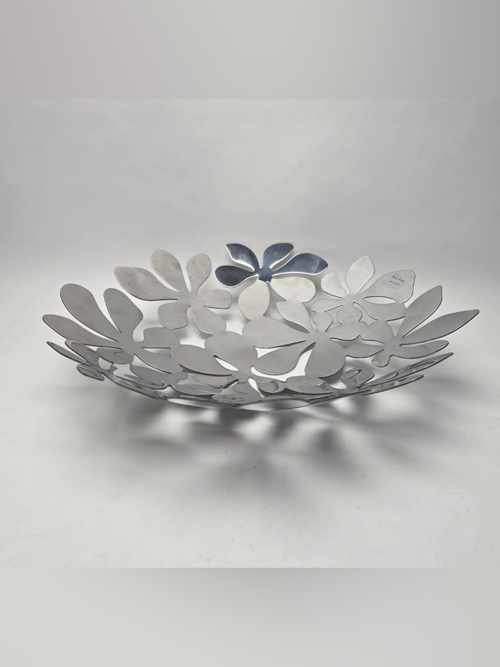 Vintage IKEA STOCKHOLM Monika Mulder 17” Stainless Steel Floral Bowl